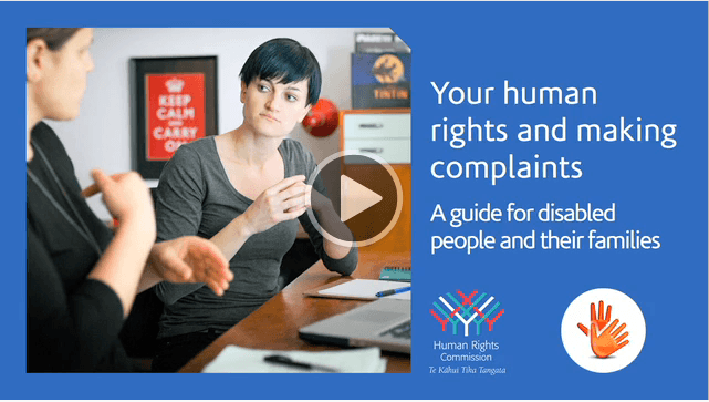 This image links to NZSL videos which help you learn about making a complaint to the Human RIghts Commission