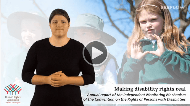 This image links to NZSL videos which cover  the Making disability rights real report 